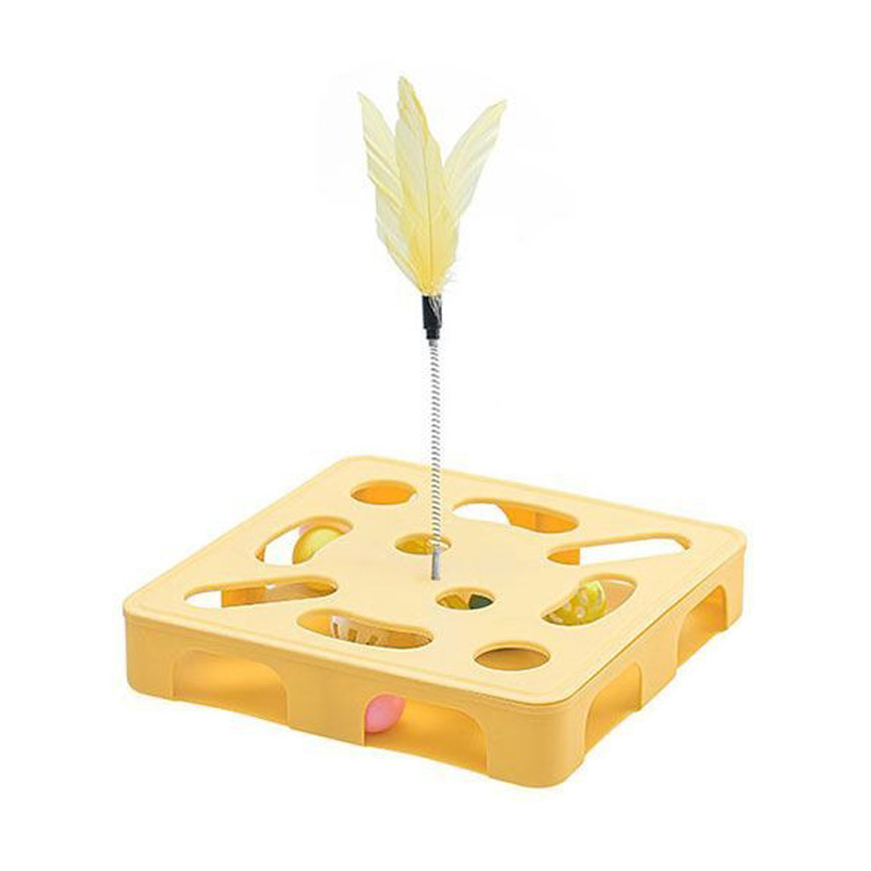 قرص ترفيهي للحفر المربع بألوان نابضة بالحياة وعصا استفزاز القطط