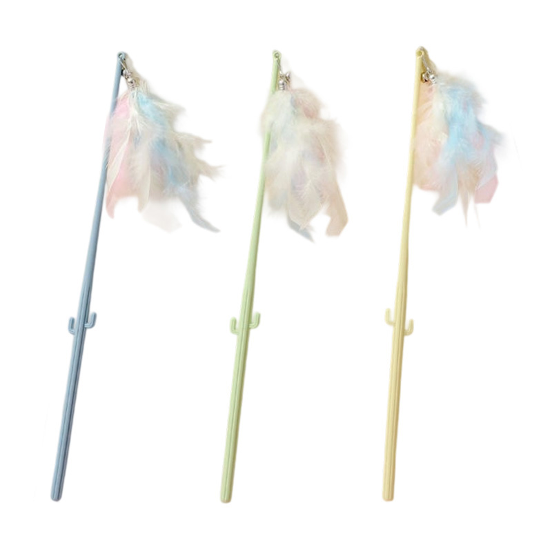 لعبة عصا تشويقية للقطط على شكل قضيب صيد من السيليكون للذرة/الصبار