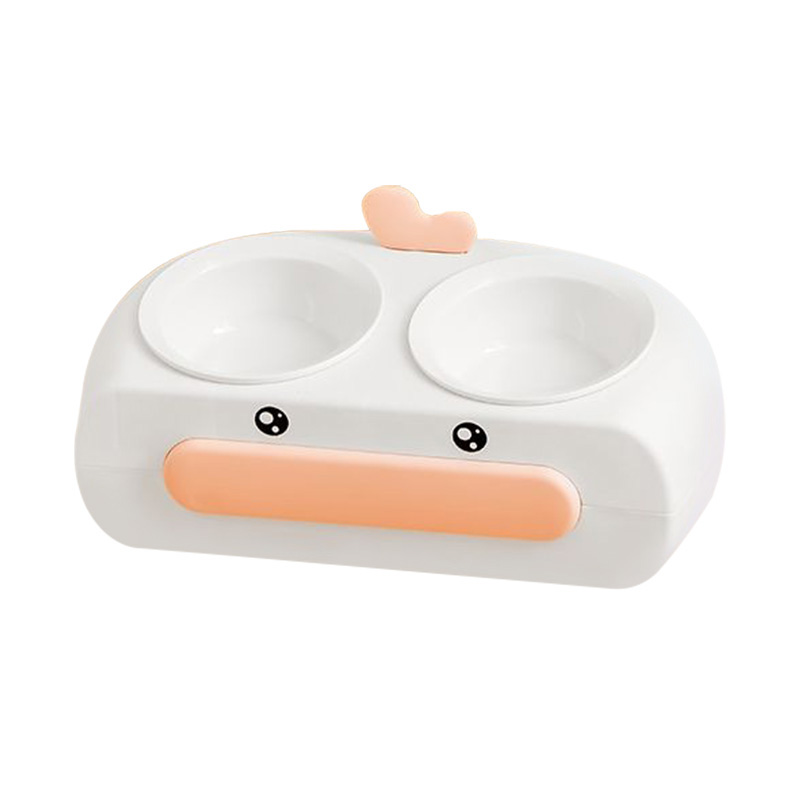 بط ذو منقار كبير، مغذيات مزدوجة، وعاء للحيوانات الأليفة مائل لحماية العمود الفقري