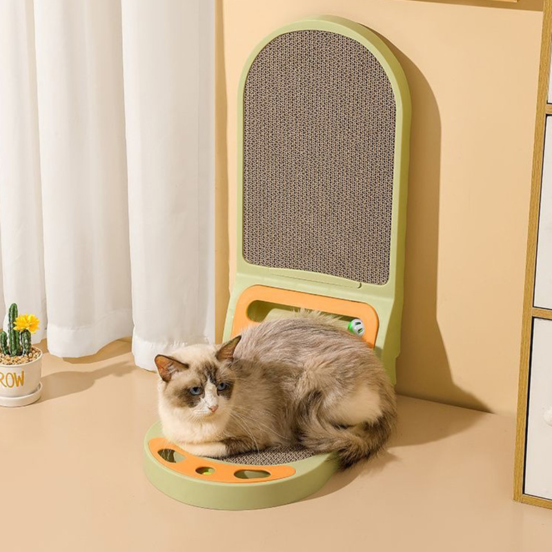 لوح خدش قطط مثبت على الحائط على شكل حرف L على شكل نصف بيضاوي