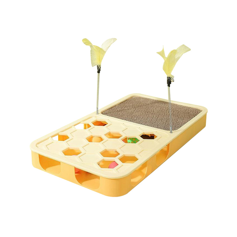 لوحة خدش متينة للقطط وعصا تشويقية، لعبة الكل في واحد